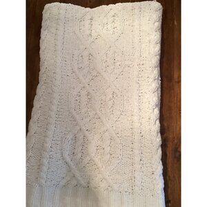 Threshold white cable stitch throw blanket